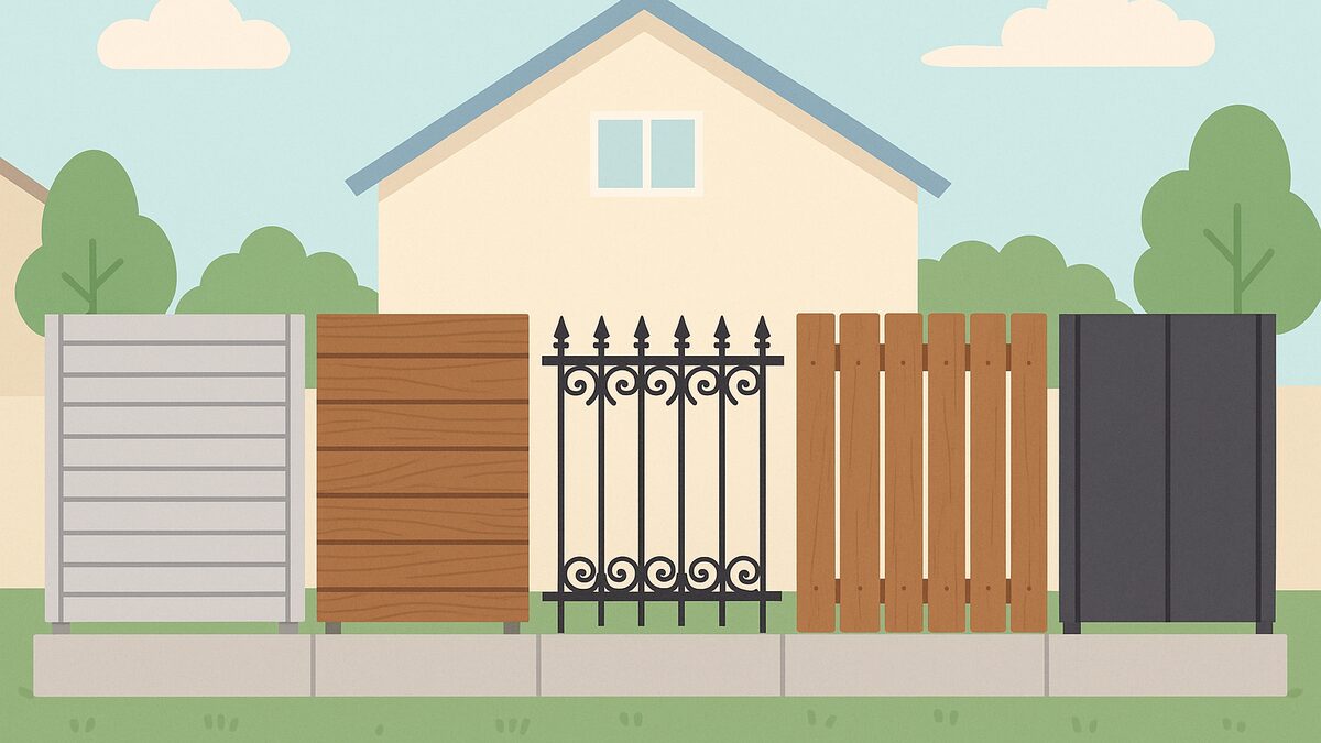 フェンス素材5種類の比較イメージ